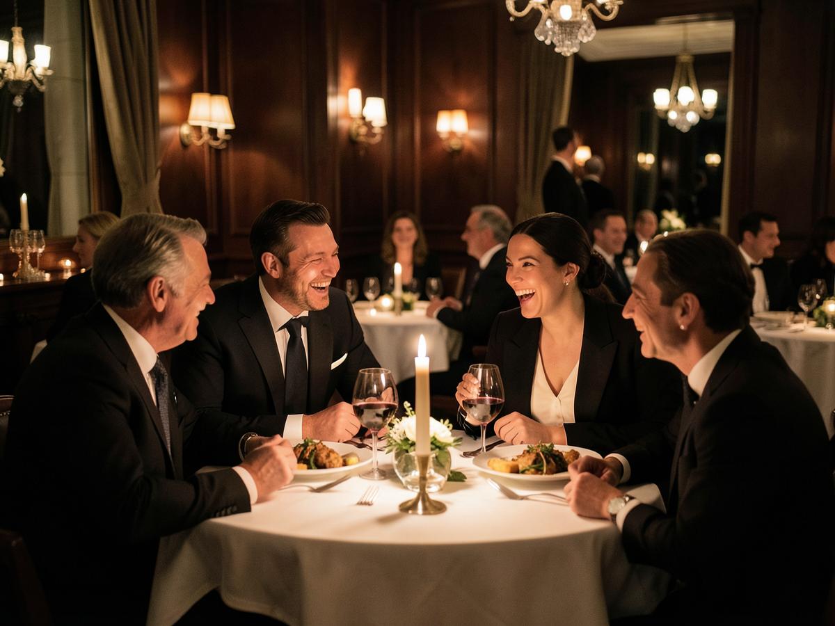 Guests enjoying dinner