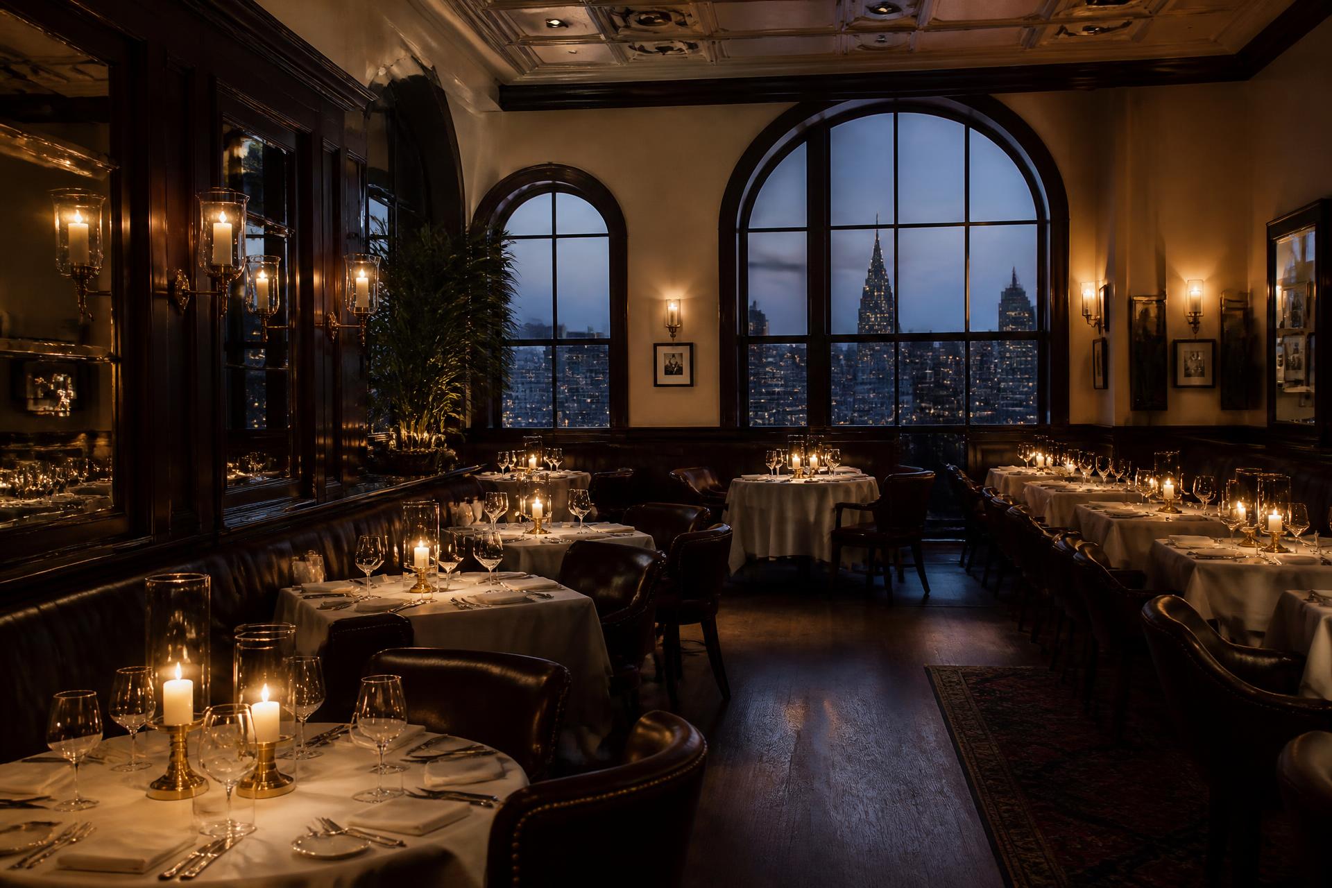 Candlelit dining room at The Porch Restaurant